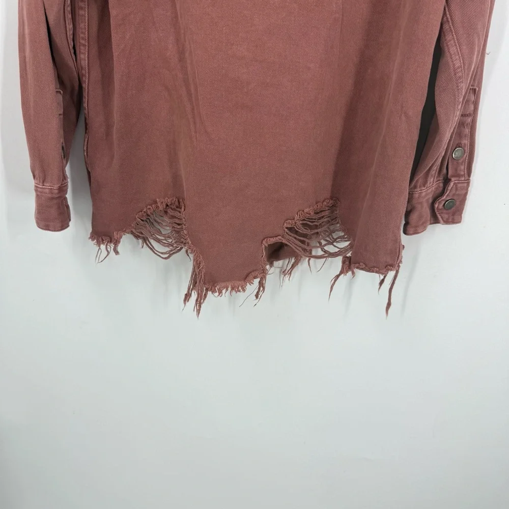 American Bazi Distressed Frayed Hem Denim deep mauve pink Jacket M